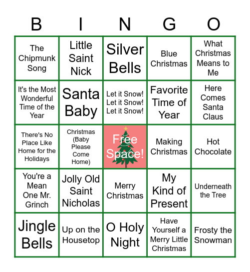 Merry Christmas Bingo Card