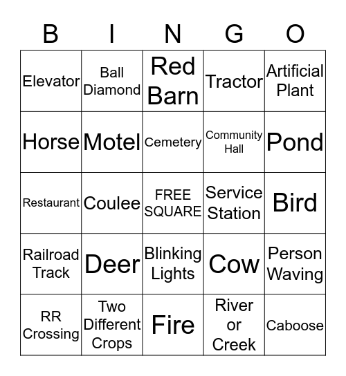 ASPEN CROSSING TRAIN BINGO Card