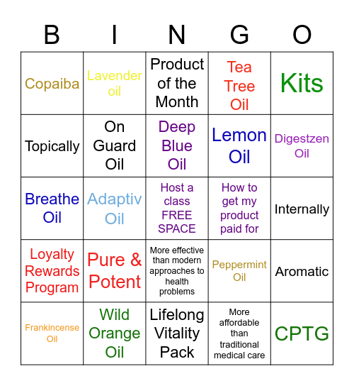 Essential Oil Class Bingo Card