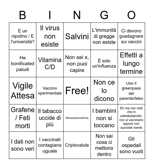 NATALE 2021 Bingo Card