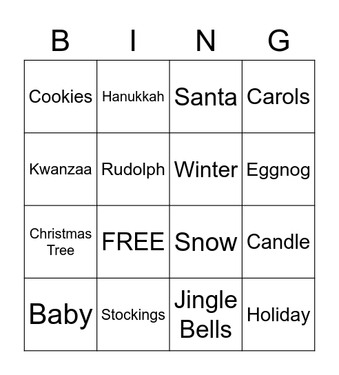 BXFJC & MFJC Holiday Bingo Card