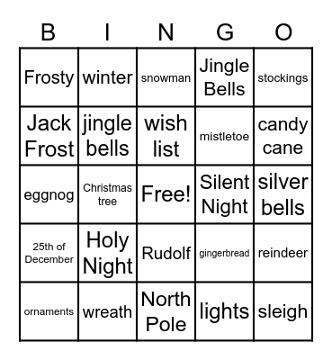 Holiday Bingo Card