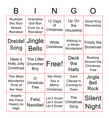 Holiday Name the Tune Bingo Card