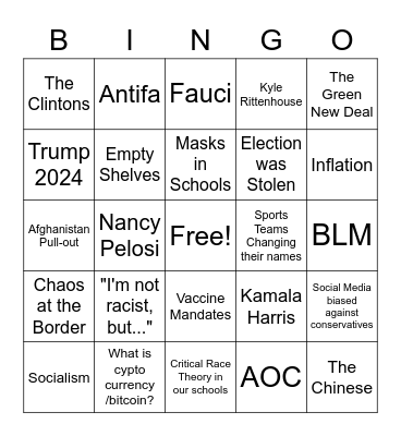 Holidays with your Baby Boomer Relatives Bingo Card