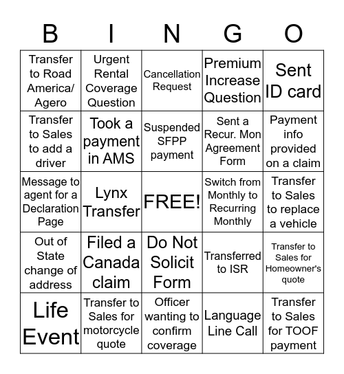 CCC-Service Bingo  Bingo Card