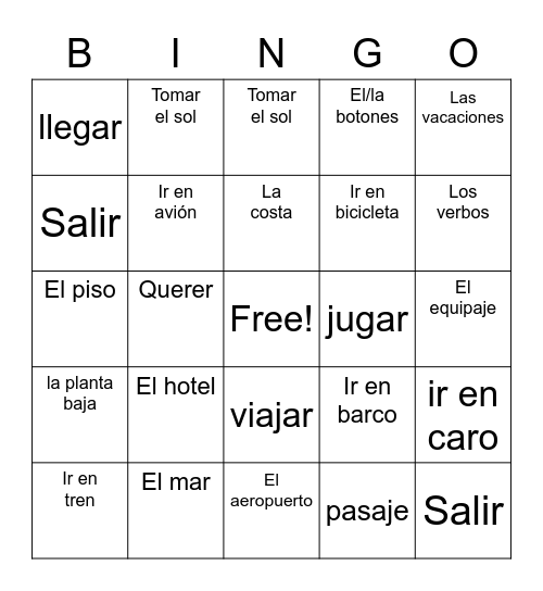 Spanish thing Bingo Card