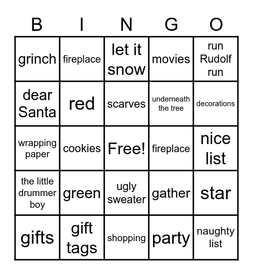 Holiday Bingo Card