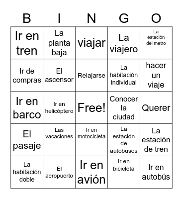 Spanish Bingo ll Bingo Card