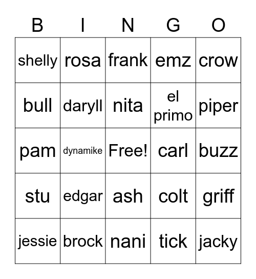 brawl stars bingo Card