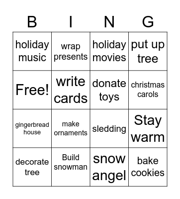 Holiday Bingo Card