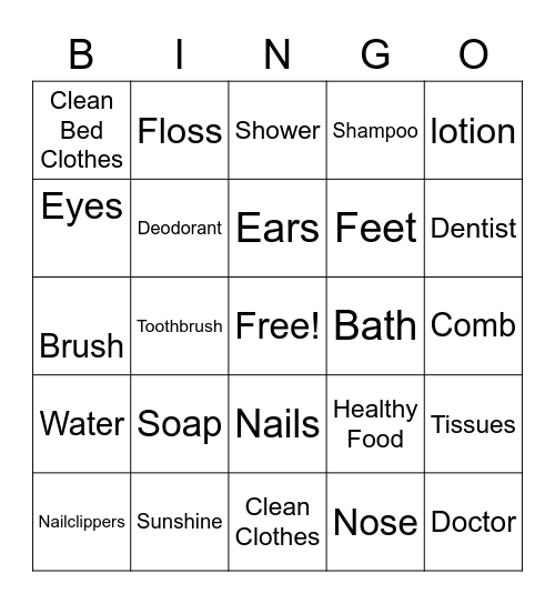 HYGIENE Bingo Card