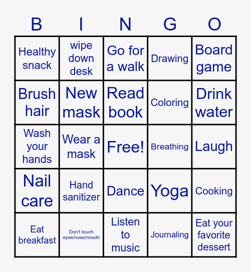 Self-Care Bingo Card