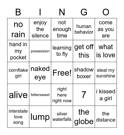 1990s Bingo Card