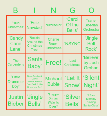 Pandora Christmas Bingo Card