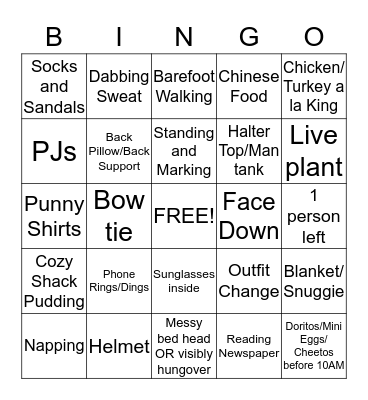 Marker Bingo Card