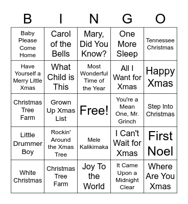 Christmas Bingo Card