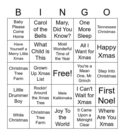 Christmas Bingo Card