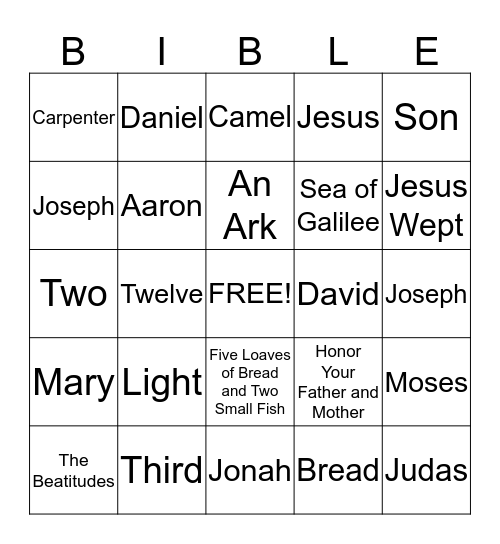 Bible Bingo Card