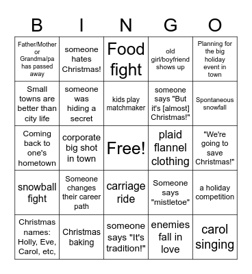 Hallmark Christmas Movies Bingo Card