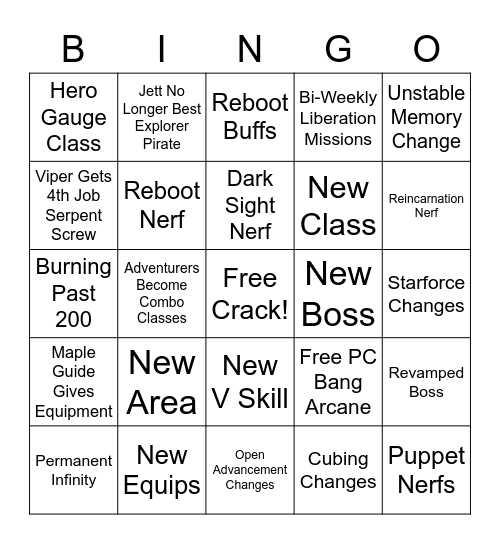 Destiny Showcase Bingo Card