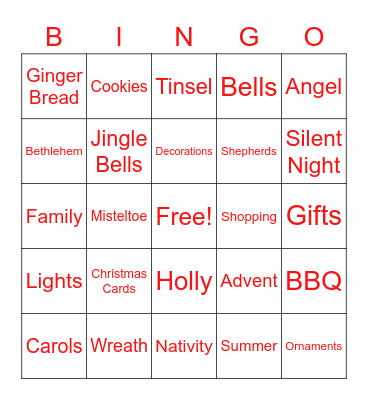 Christmas Bingo Card