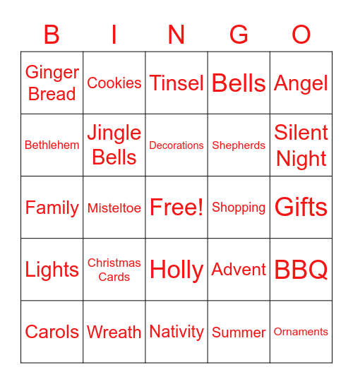 Christmas Bingo Card