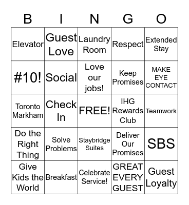 STAYBRIDGE BINGO Card