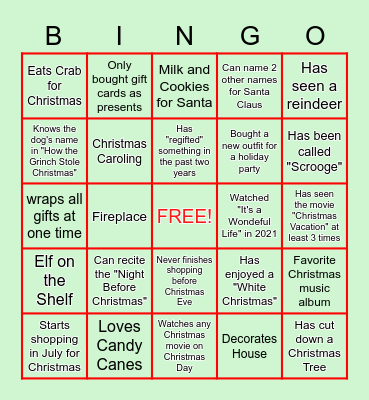 HAPPY HOLIDAYS 2021! Bingo Card