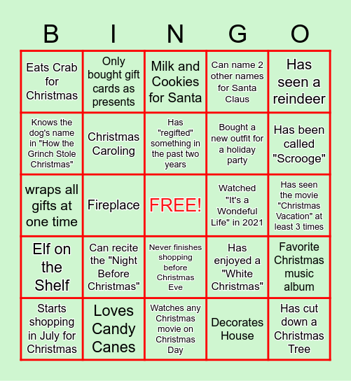 HAPPY HOLIDAYS 2021! Bingo Card