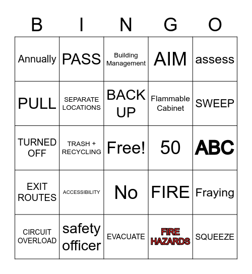 Fire Safety SOP-134 Rev. 2 Bingo Card