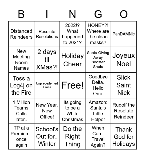 Resolute End-of-Year Bingo Card