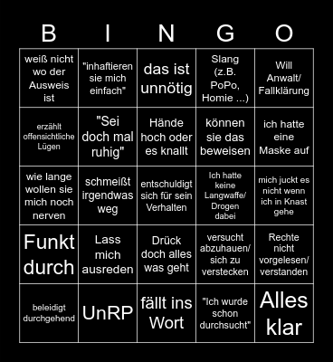 TV Verhalten Bingo Card