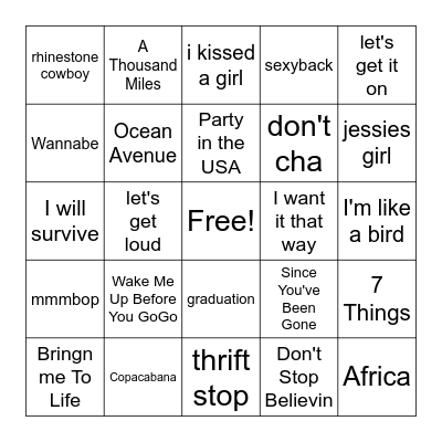 Guilty Pleasures 2021 Bingo Card
