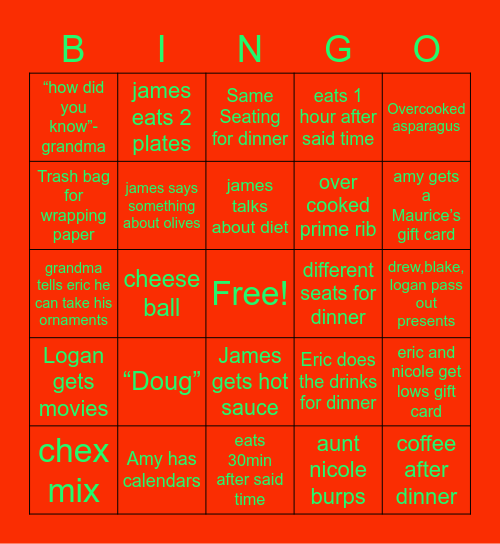 Holiday Bingo Card