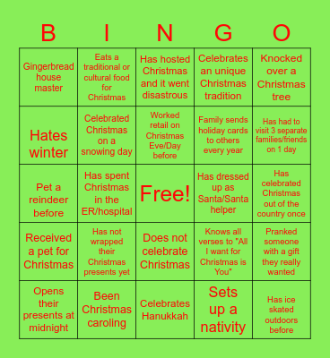 Jingle Mingle Bingo Card