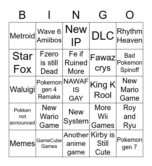 E3  Bingo Card