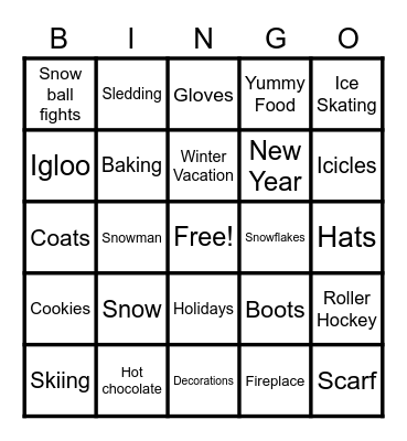 Winter Fun Bingo Card