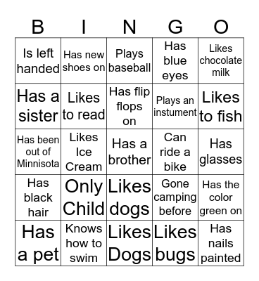 People Bingo Card