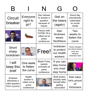 COVID Lockdown BINGO Card