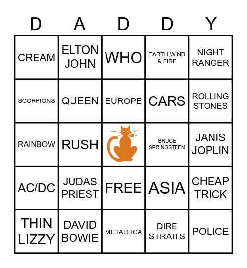 Rock'in Bingo Card