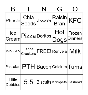 Bone Health Bingo Card