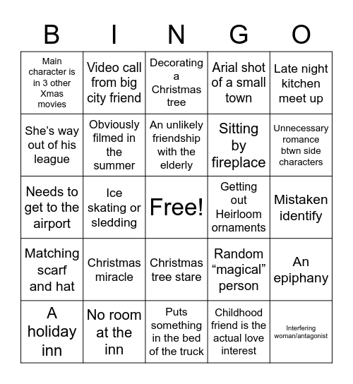 Christmas Movie Bingo Card