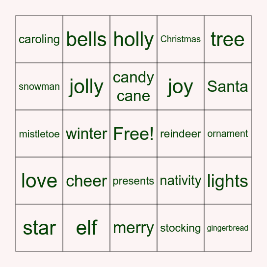 Christmas Bingo Card