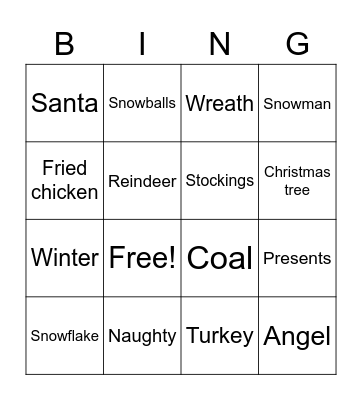 Christmas Bingo Card