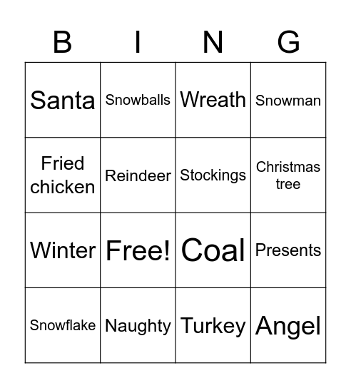 Christmas Bingo Card