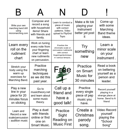 HS Band Blizzard Bags #11-14 Bingo Card