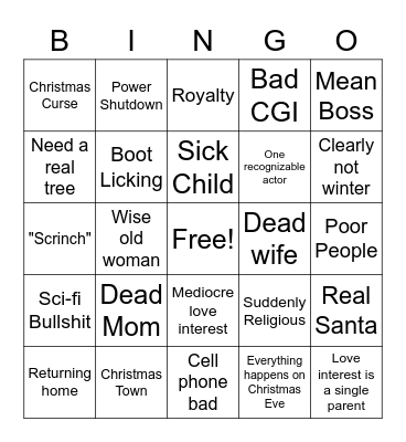 Christmas Movie Bingo Card