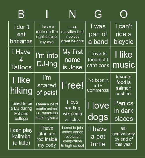 ARQ Christmas 2021 Bingo Card