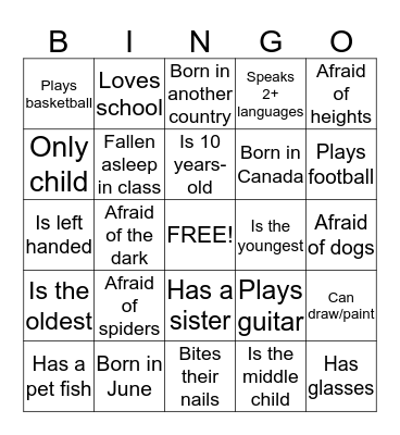 SUMMER CAMP BINGO Card