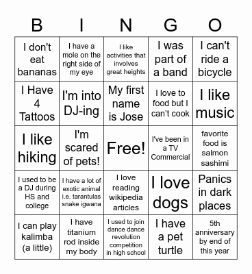ARQ Christmas 2021 Bingo Card